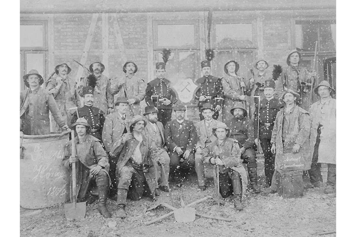 Bergleute, die ab 1898 den Schacht Marie in Beendorf errichteten